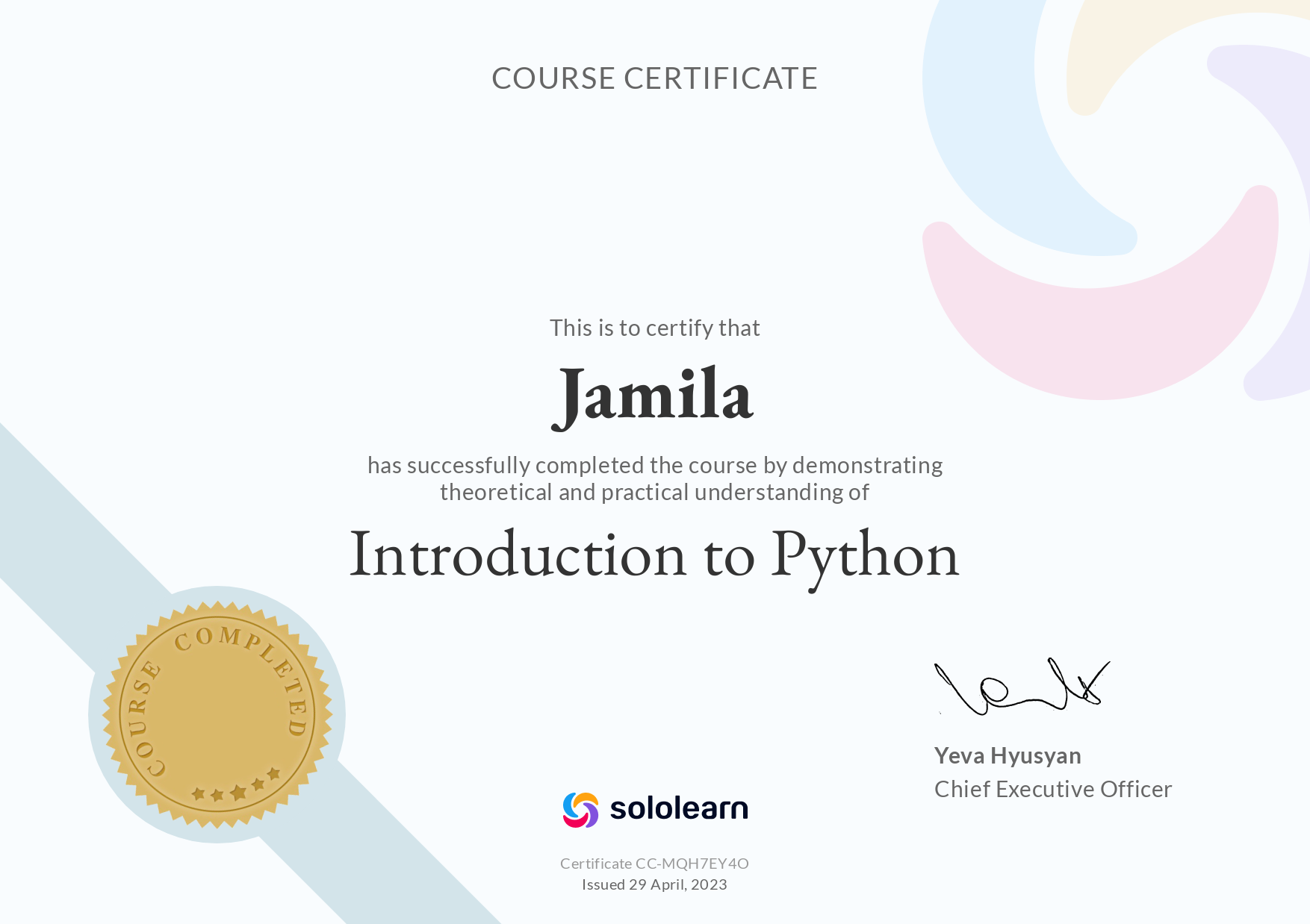 SoloLearn Python Certification